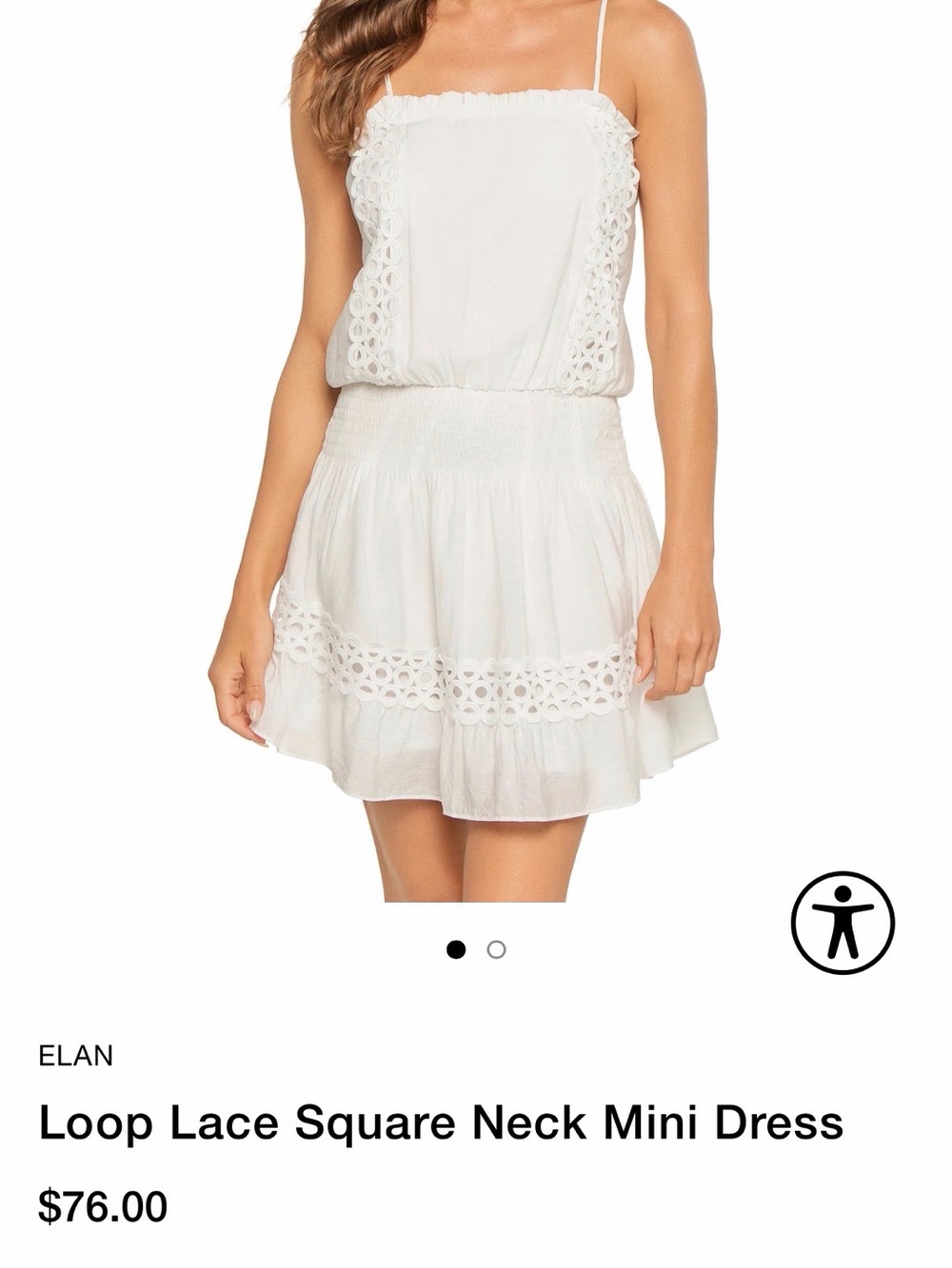 NWT Elan White Eyelet Smocked Summer Mini Dress (Medium)